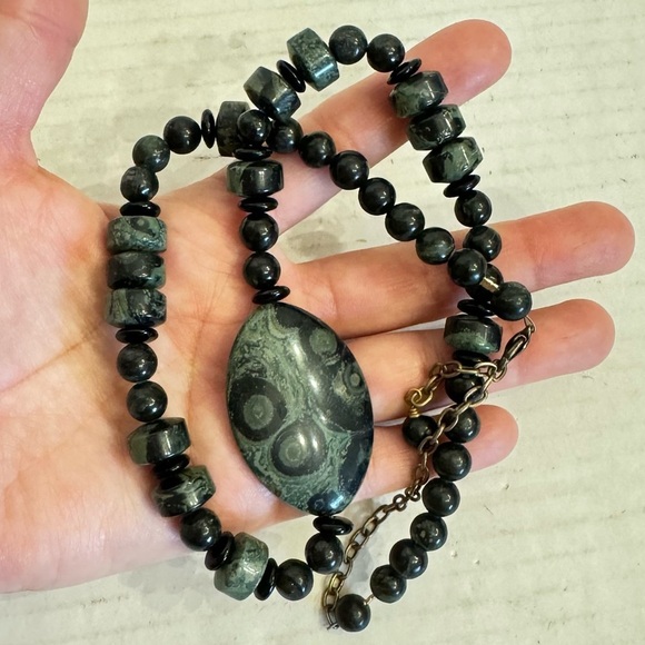 Stunning Natural Kambaba Jasper Gemstone Necklace Vintage Beaded Statement RARE - Picture 15 of 16